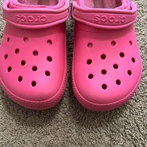 Pink fur Crocs Men size 4 women size 6